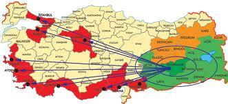 المسافة بين المدن التركية